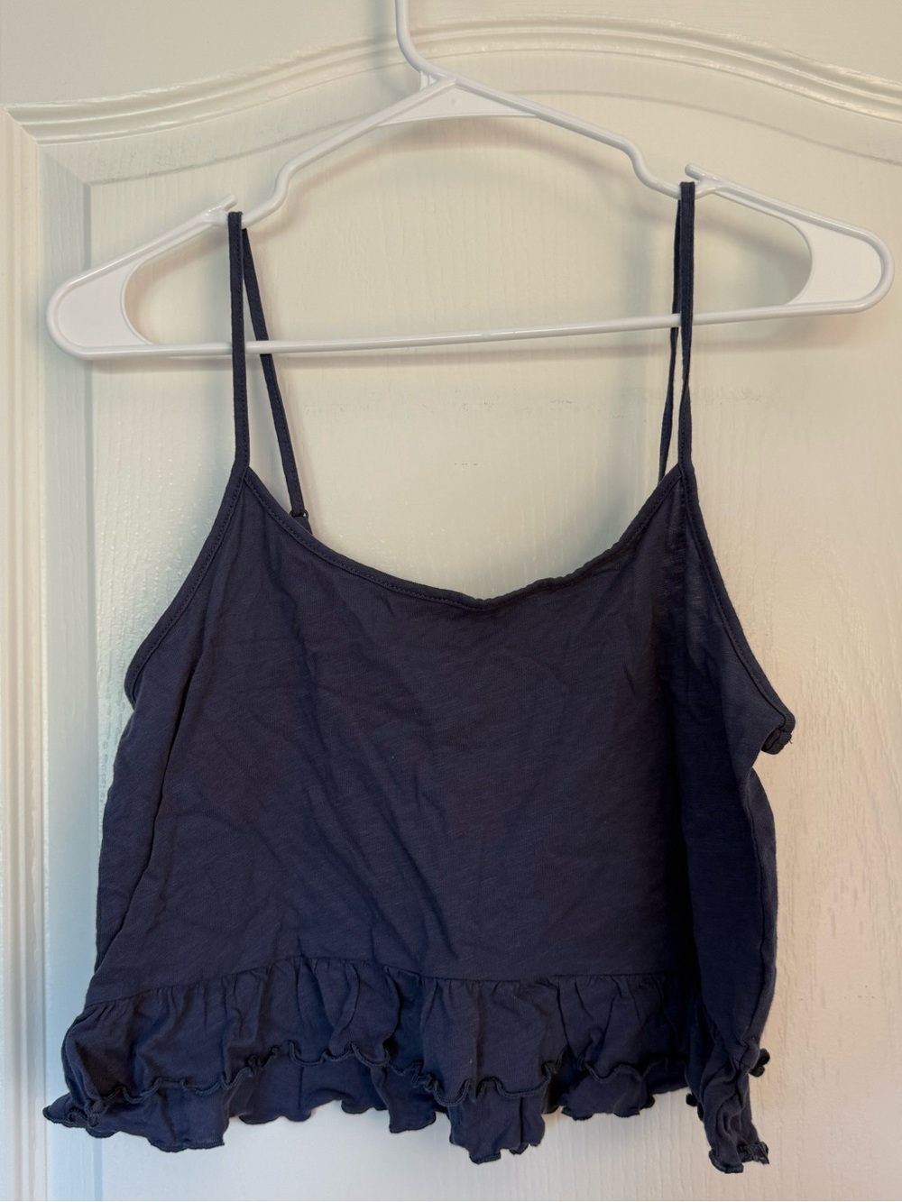 American Eagle Outfitters Navy Ruffle-Hem Tank Top